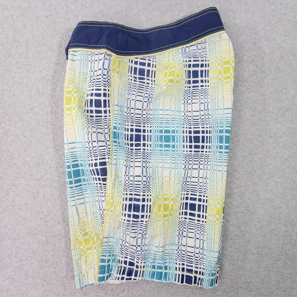 Tommy Bahama Relax Swim Trunks Mens 37x10 Blue Plaid Hawaiian Boardshorts Tag 38